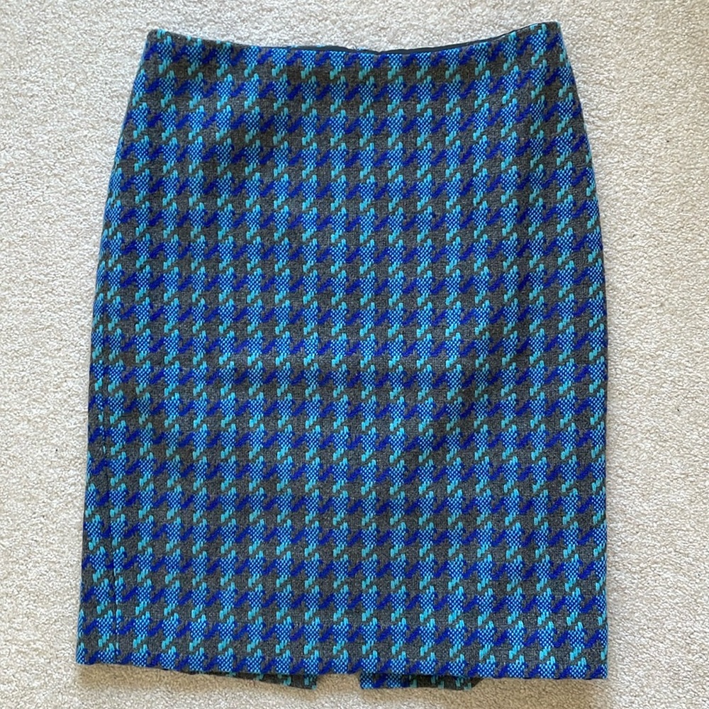 Talbots - Gray blue houndstooth woven pencil skirt - 4P